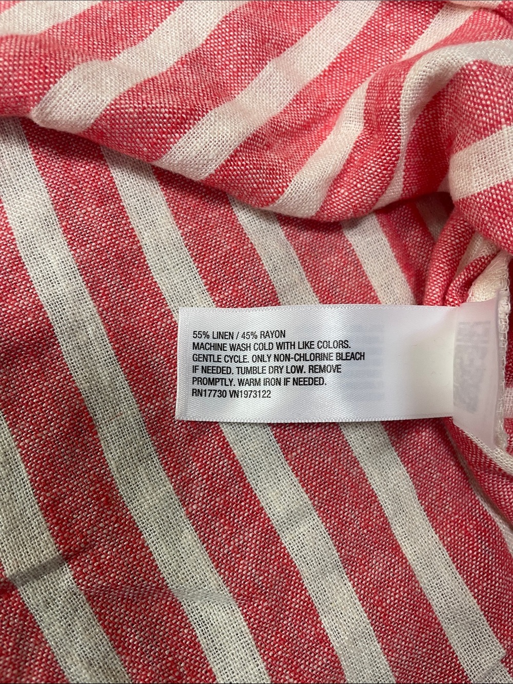 Universal Thread Linen Pink White Striped Short Sleeve Button Shirt Plus 2X NWT - Picture 5 of 5